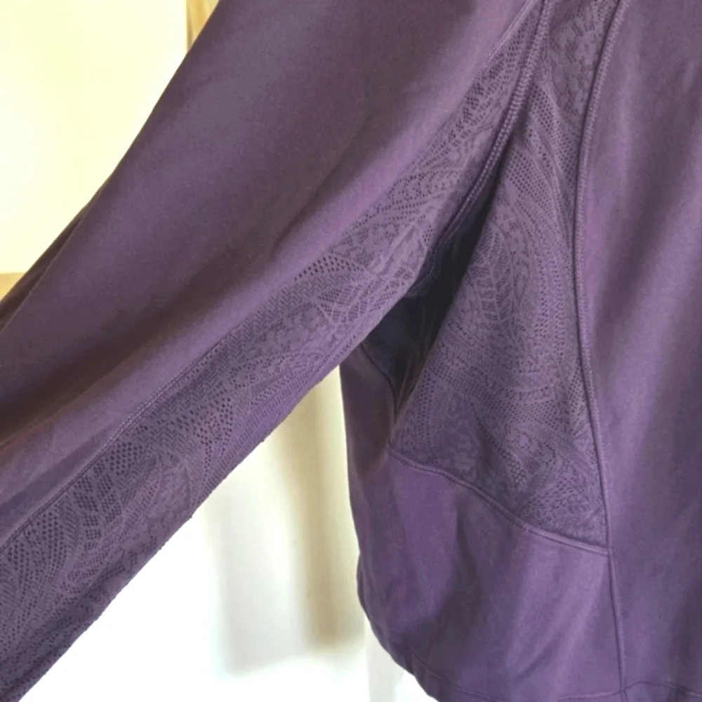 🏷️ Athleta Shanti Lace Top Deep Crocus Violet Longsleeve 3X - Picture 4 of 11